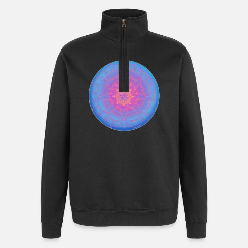 Mandala de rêve en bleu-violet - Sweat à zip 1/4 - noir