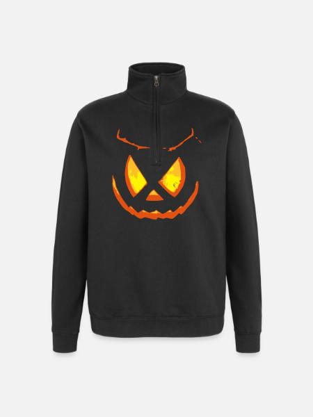 Pumpkin Face Halloween Weird - Quarter-Zip Sweatshirt - black