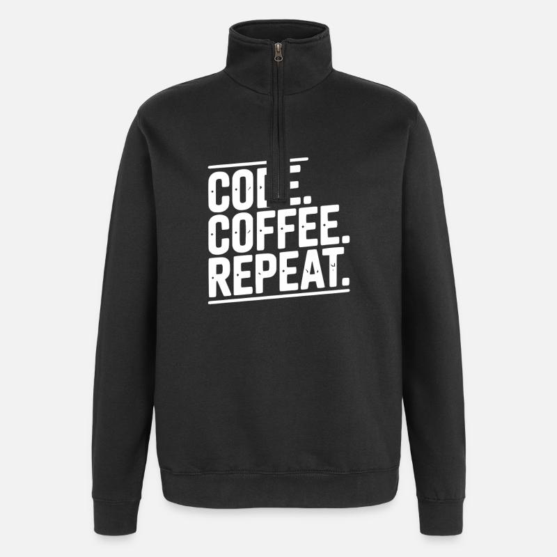 Code Coffee Repeat - Sweat à zip 1/4 - noir