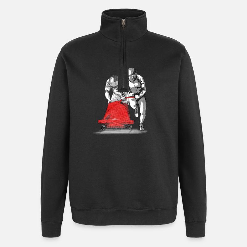 Bobsledder pushing at the start - Quarter-Zip Sweatshirt - black