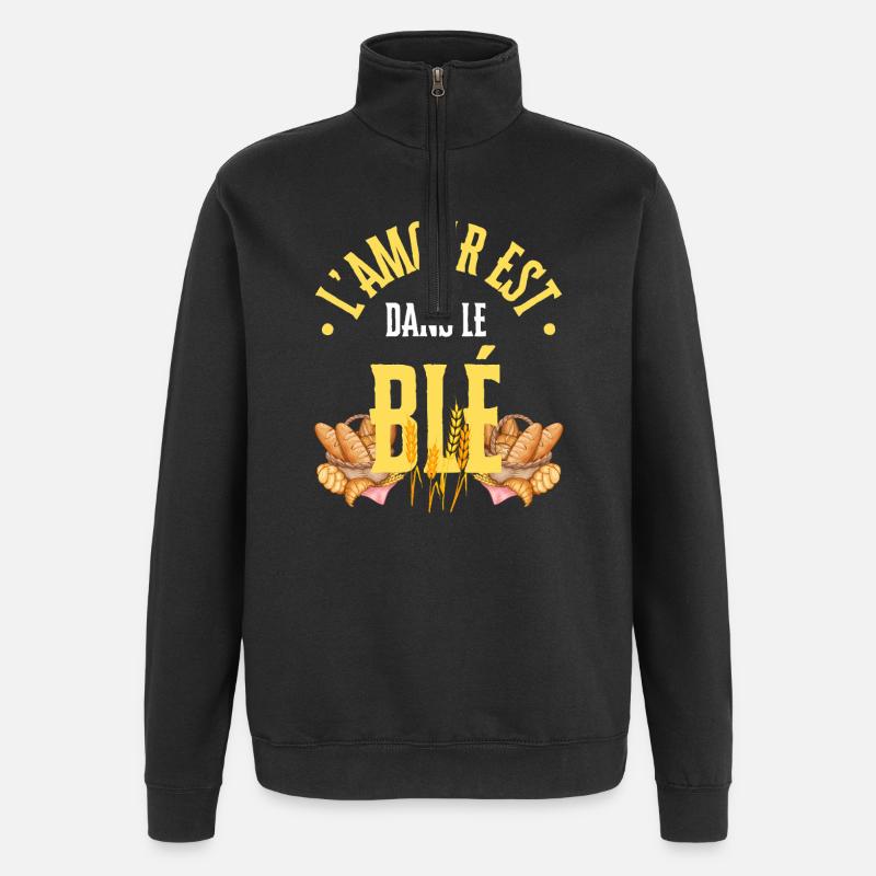 Die Liebe steckt im Weizen - Quarter-Zip-Sweatshirt - Schwarz