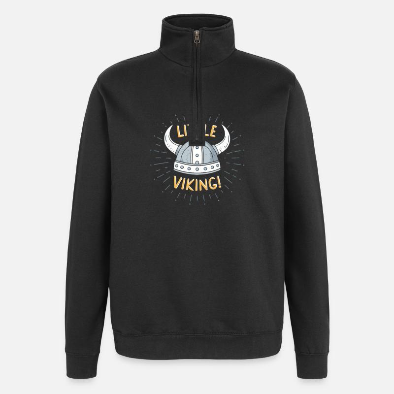Kleiner Wikingerhelm - Quarter-Zip-Sweatshirt - Schwarz