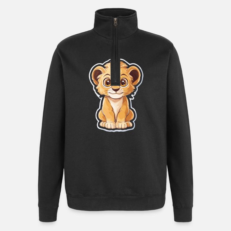 Löwe - Quarter-Zip-Sweatshirt - Schwarz