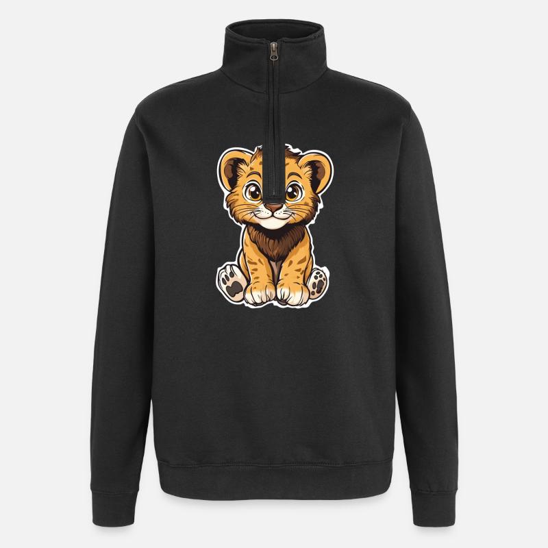 Löwe - Quarter-Zip-Sweatshirt - Schwarz