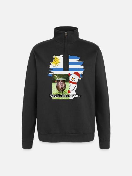 Christmas Celebration with Mate and Snowman - Quarter-Zip Sweatshirt - black