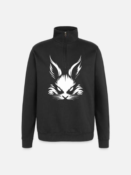 bad rabbit knows :) - Quarter-Zip Sweatshirt - black