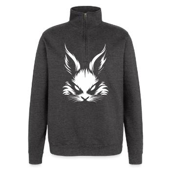 böser Hase weiß :) - Quarter-Zip-Sweatshirt - Anthrazit - Vorne - AI Model Female 172 light (172cm) & AI Model Male 178 dark (178cm)