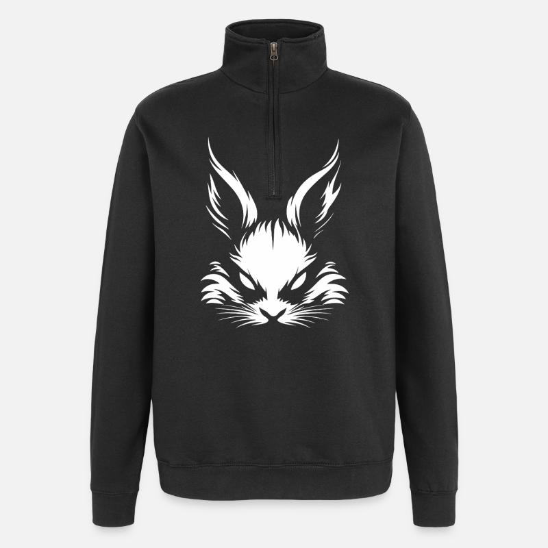bad rabbit knows :) - Quarter-Zip Sweatshirt - black