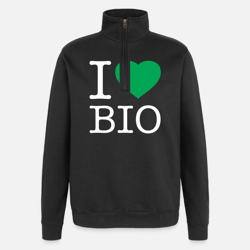 J’adore le bio - Sweat à zip 1/4 - noir