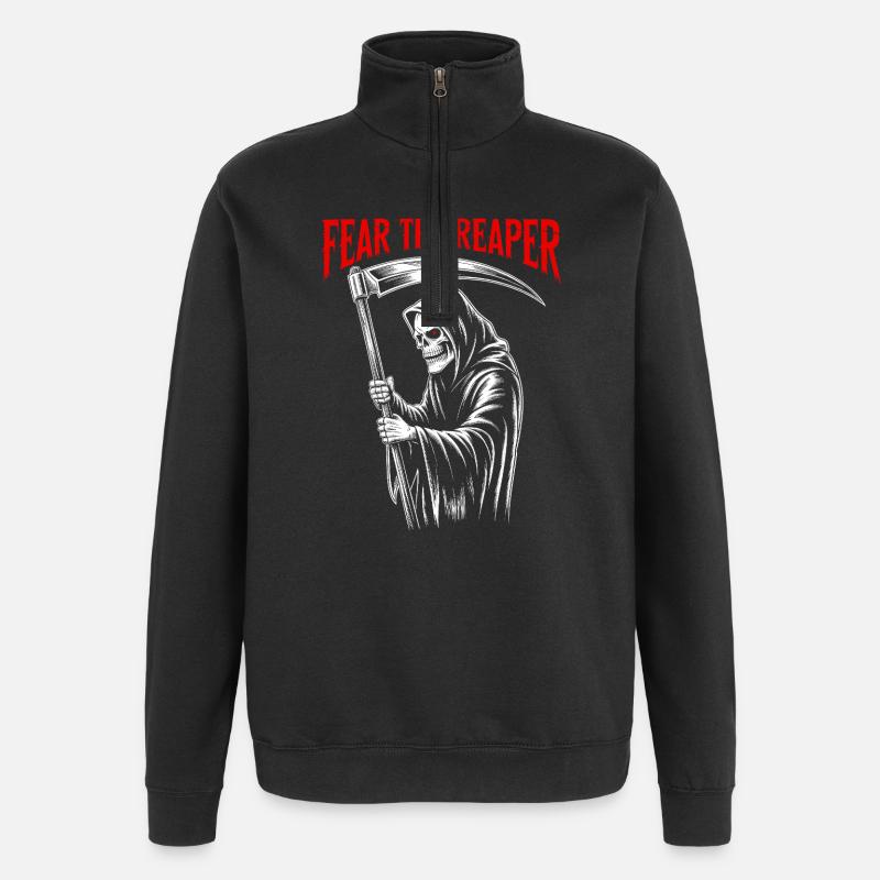 Fear the Reaper Skull Halloween - Sweat à zip 1/4 - noir