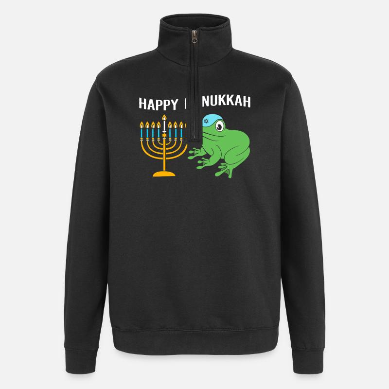Hanoukka Hanoukka Hanoukka Grenouille - Sweat à zip 1/4 - noir