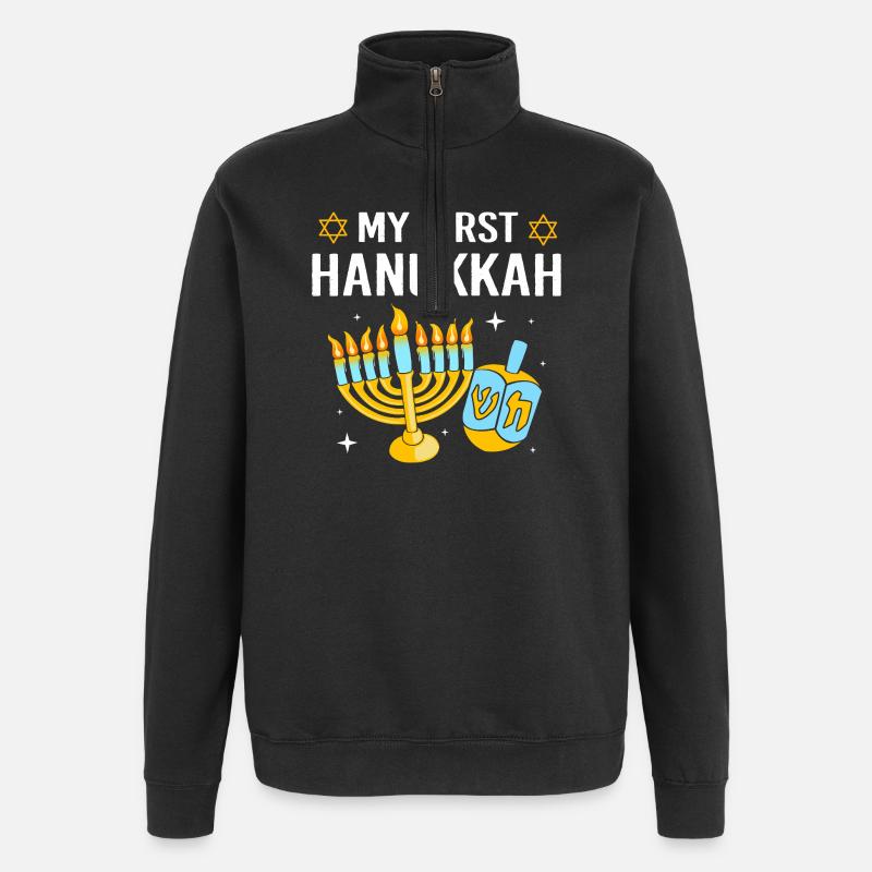 Hanukah Hanukkah Chanukkah - Quarter-Zip Sweatshirt - black