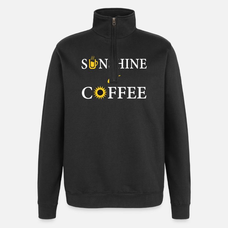Café Soleil - Sweat à zip 1/4 - noir