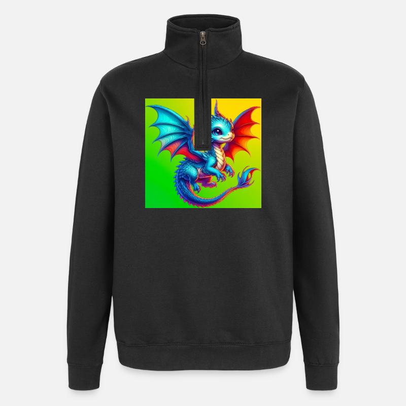 Drache - Quarter-Zip-Sweatshirt - Schwarz