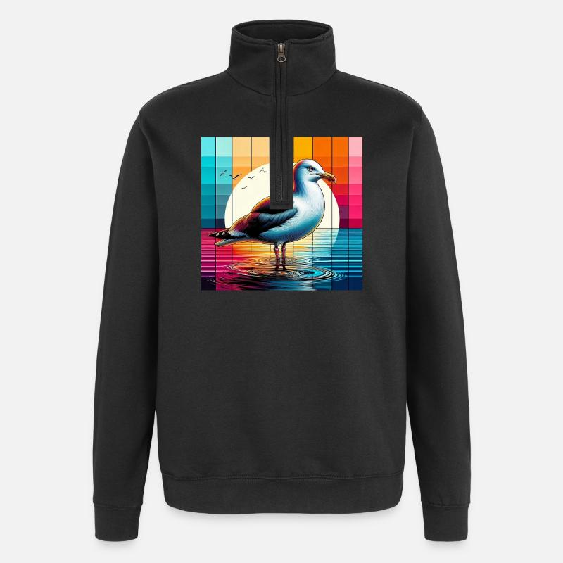 mouette - Sweat à zip 1/4 - noir