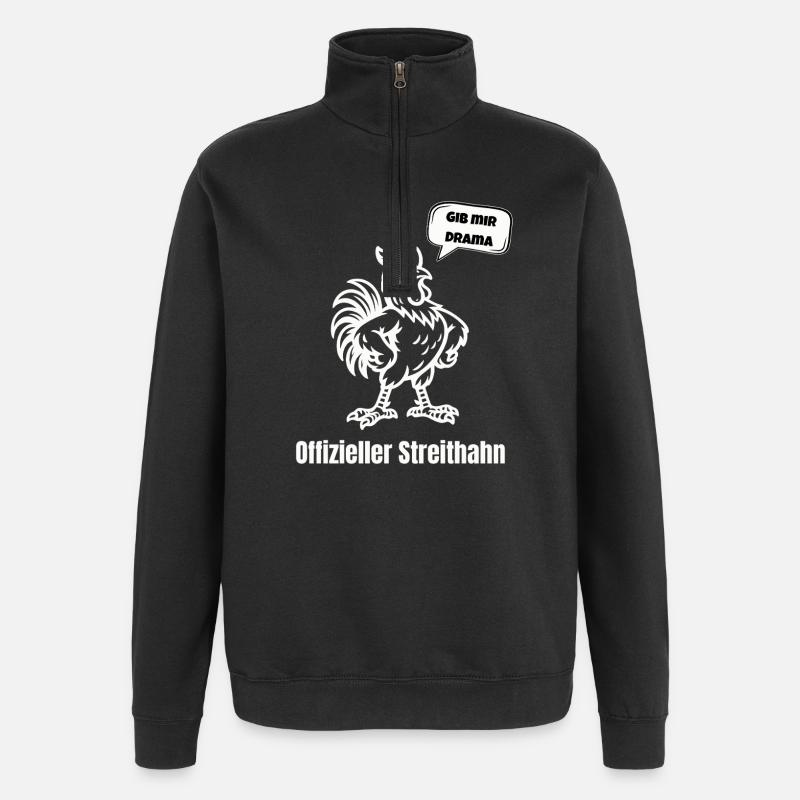 Streithahn Drama Spruch - Sweat à zip 1/4 - noir