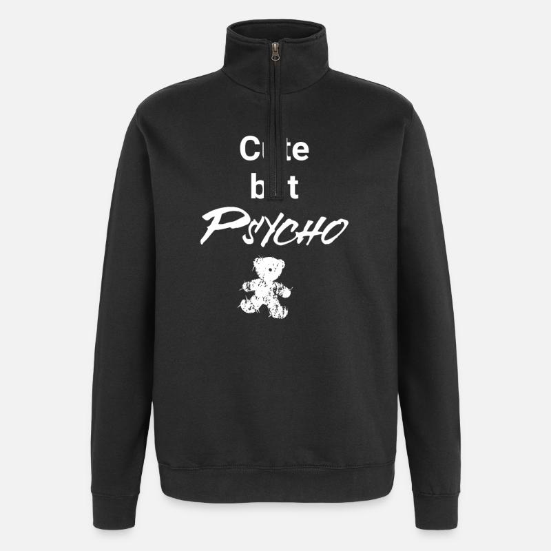 Cute but Psycho - Teddy Edition - Quarter-Zip-Sweatshirt - Schwarz