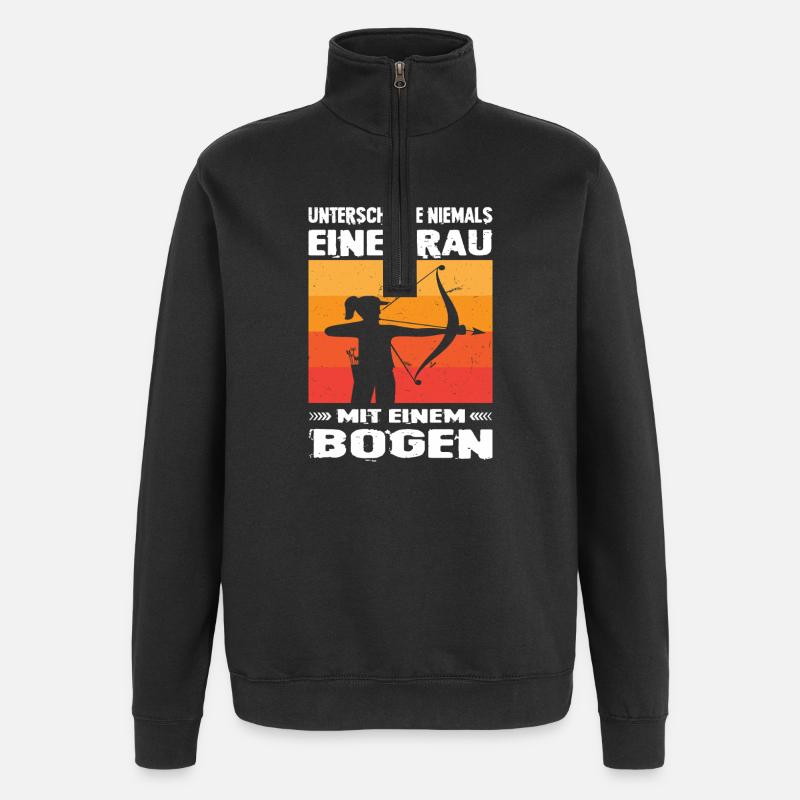 Bogenschießen Geschenke Bogenschützin Bogensport - Quarter-Zip-Sweatshirt - Schwarz
