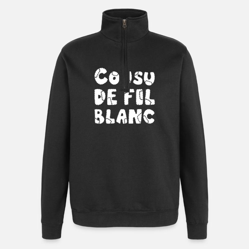 GENÄHT MIT WEISSEM FADEN! - Quarter-Zip-Sweatshirt - Schwarz