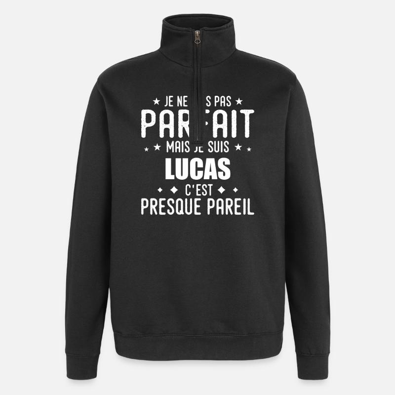 Lucas: authentic, imperfect, top, perfection - Quarter-Zip Sweatshirt - black