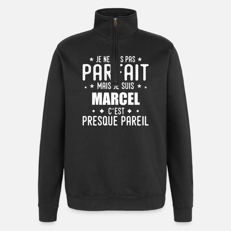 Marcel : authentique, imparfait, top, perfection - Sweat à zip 1/4 - noir
