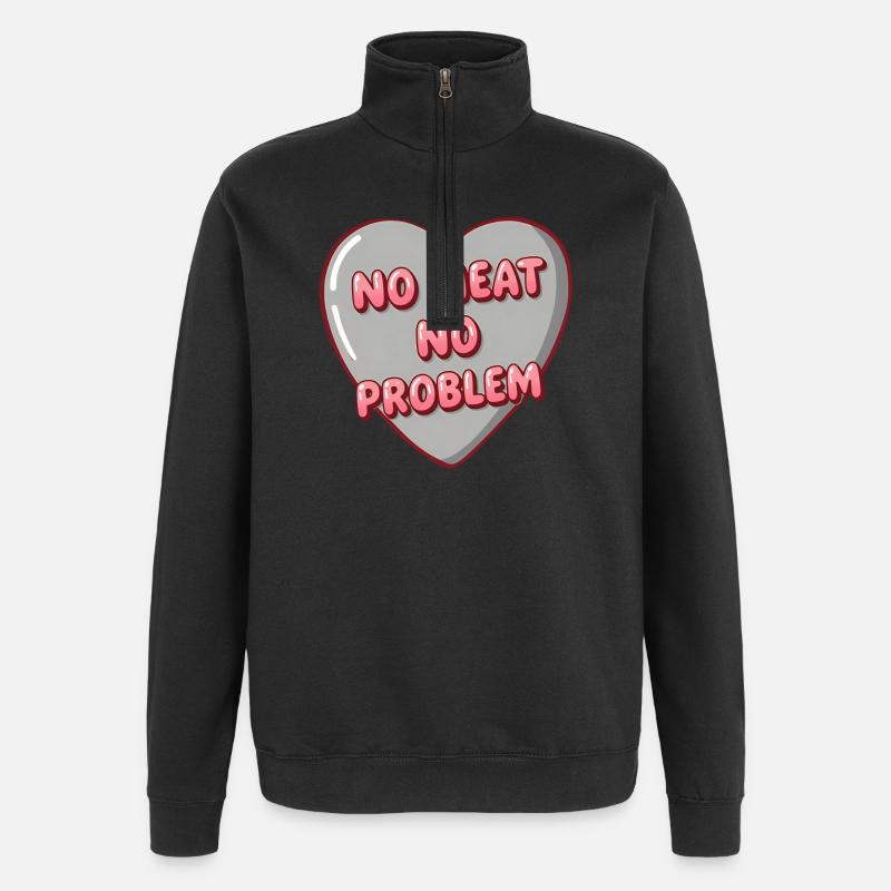 Bubble Herz – No Meat No Problem - Quarter-Zip-Sweatshirt - Schwarz