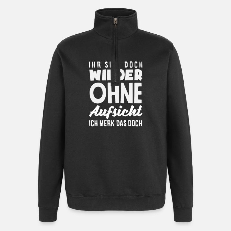 Again without supervision – sarcasm - Quarter-Zip Sweatshirt - black