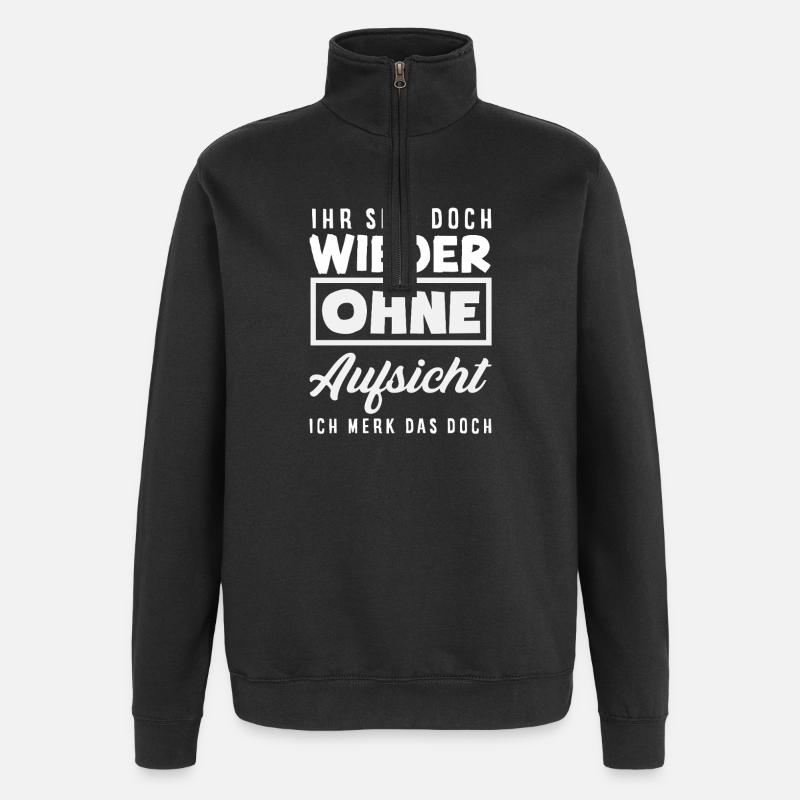 Again without supervision – sarcasm - Quarter-Zip Sweatshirt - black