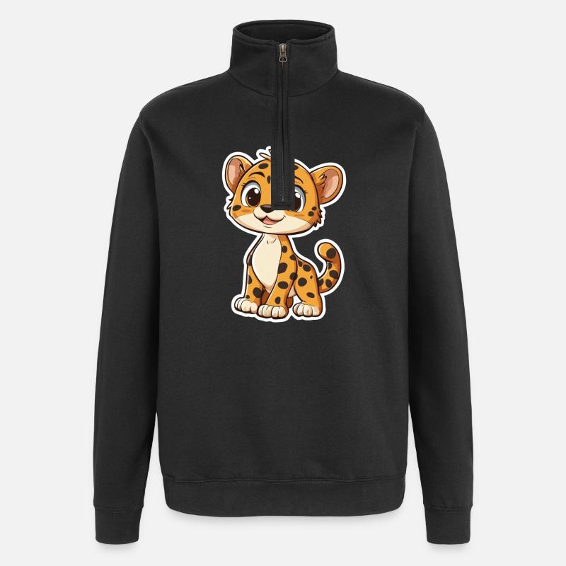 Löwe - Quarter-Zip-Sweatshirt - Schwarz