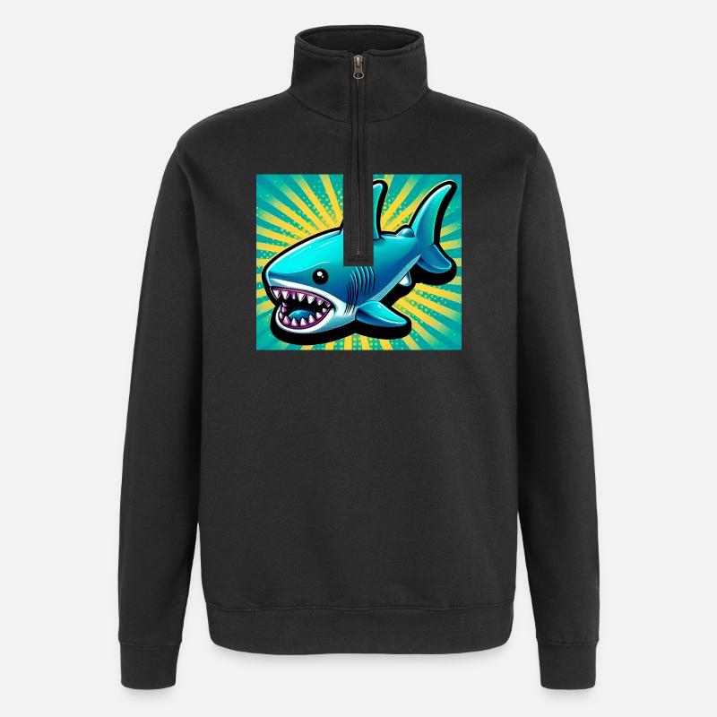 Requin - Sweat à zip 1/4 - noir