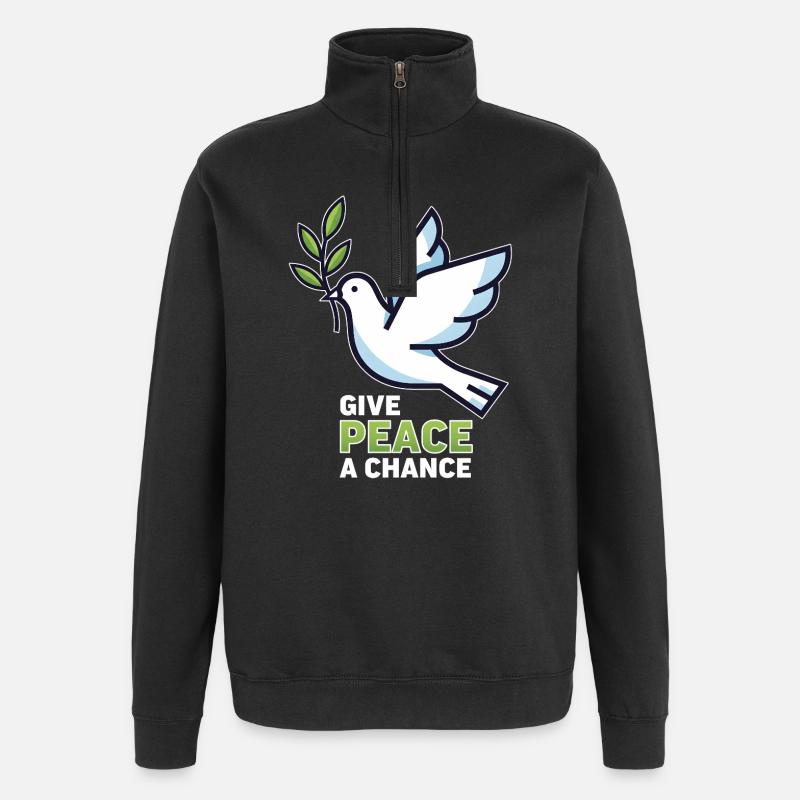 Friedenstaube Give Peace a Chance  - Antikrieg  - Quarter-Zip-Sweatshirt - Schwarz