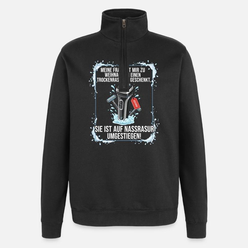 Trockenrasierer-Geschenk - Quarter-Zip-Sweatshirt - Schwarz