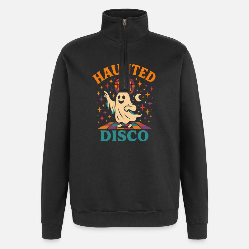 Fantôme Disco Halloween - Sweat à zip 1/4 - noir