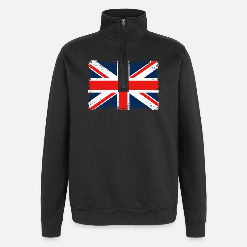 Drapeau de l’Union Jack en détresse - Sweat à zip 1/4 - noir