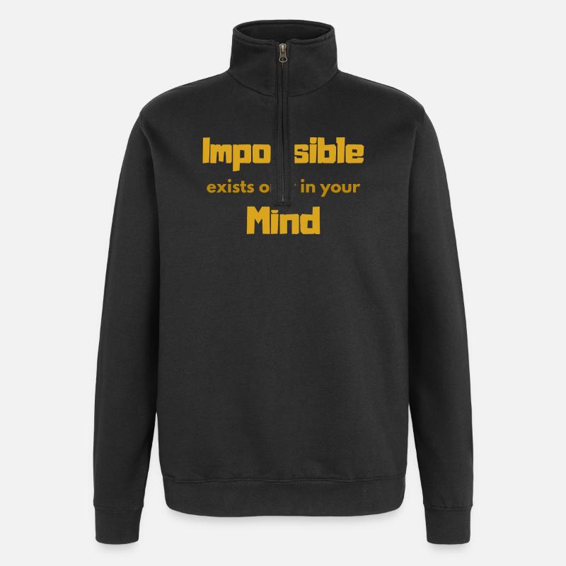 Impossible Mindset Typography - Sweat à zip 1/4 - noir