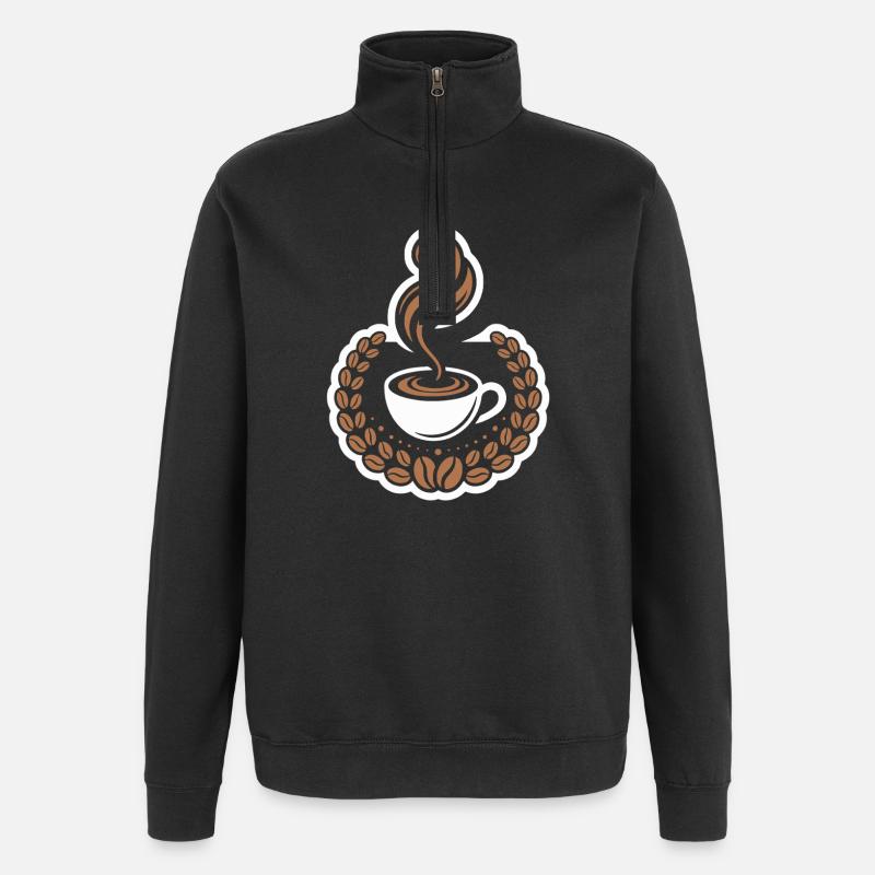 Caffeine Design Coffee Artwork Coffee - Quarter-Zip Sweatshirt - black