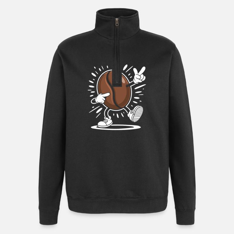 Caffeine Coffee Bean Comic Coffee - Quarter-Zip Sweatshirt - black