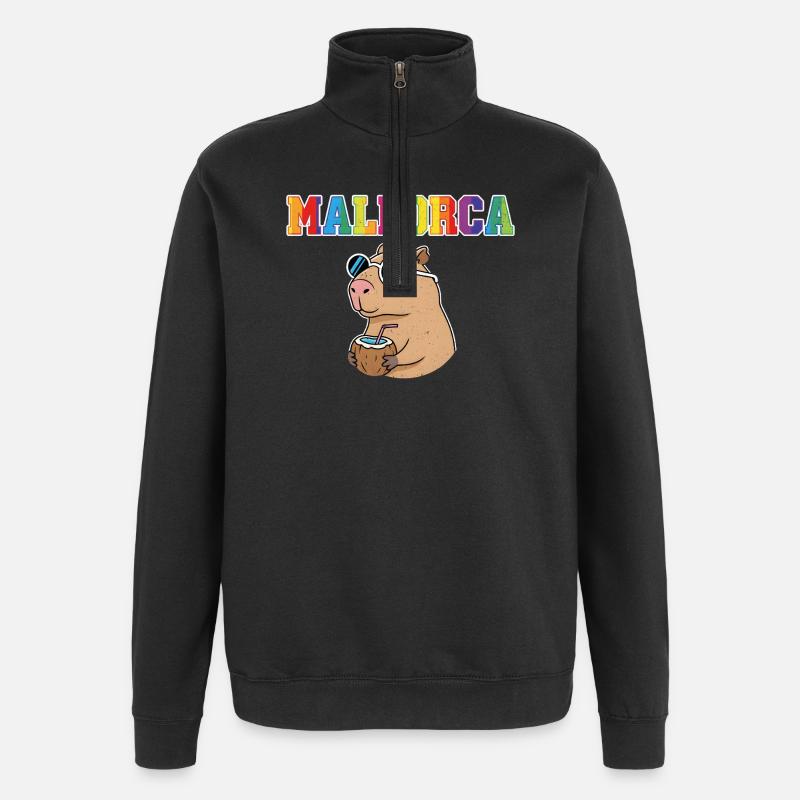 Mallorca Capybara Sonnenbrille Kokosdrink - Sweat à zip 1/4 - noir