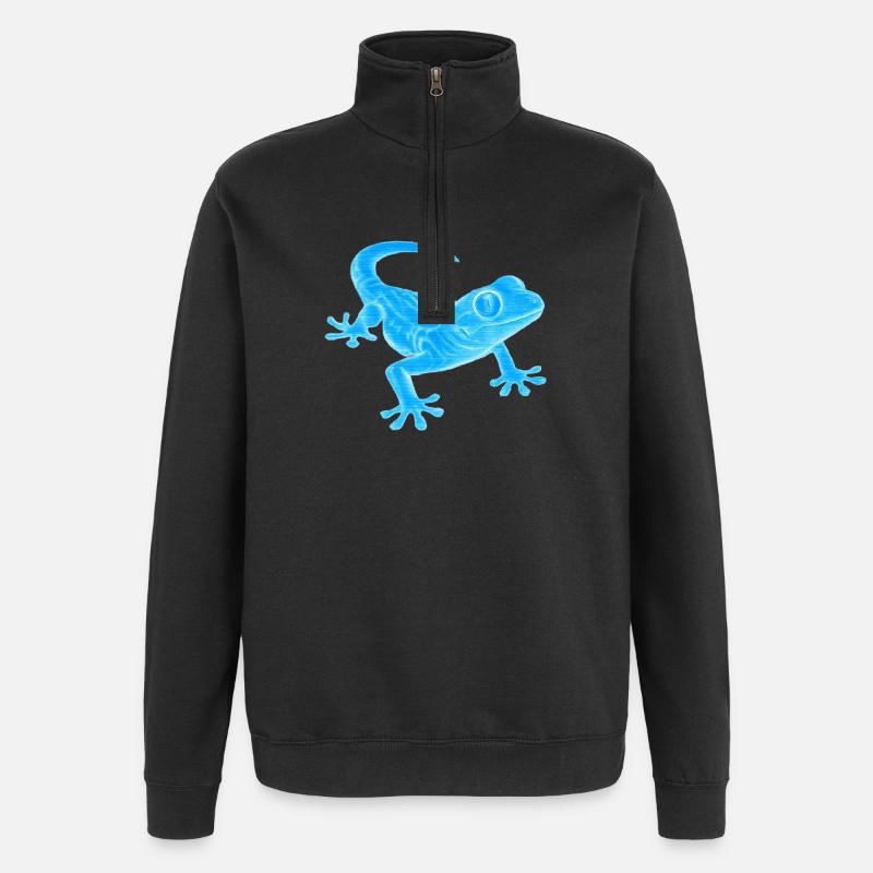 Blauer Gecko Silhouette Muster - Quarter-Zip-Sweatshirt - Schwarz