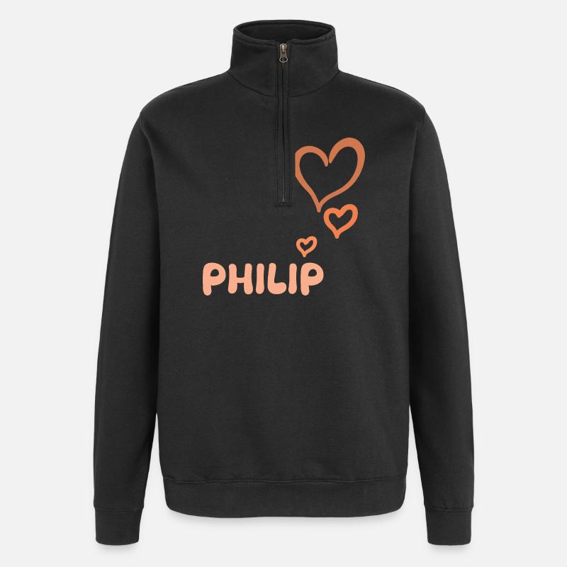 Cadeau pour Philippe - Sweat à zip 1/4 - noir