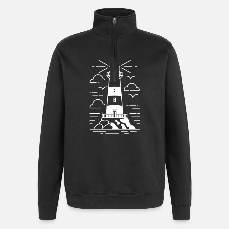 Leuchtturm am Meer - Quarter-Zip-Sweatshirt - Schwarz