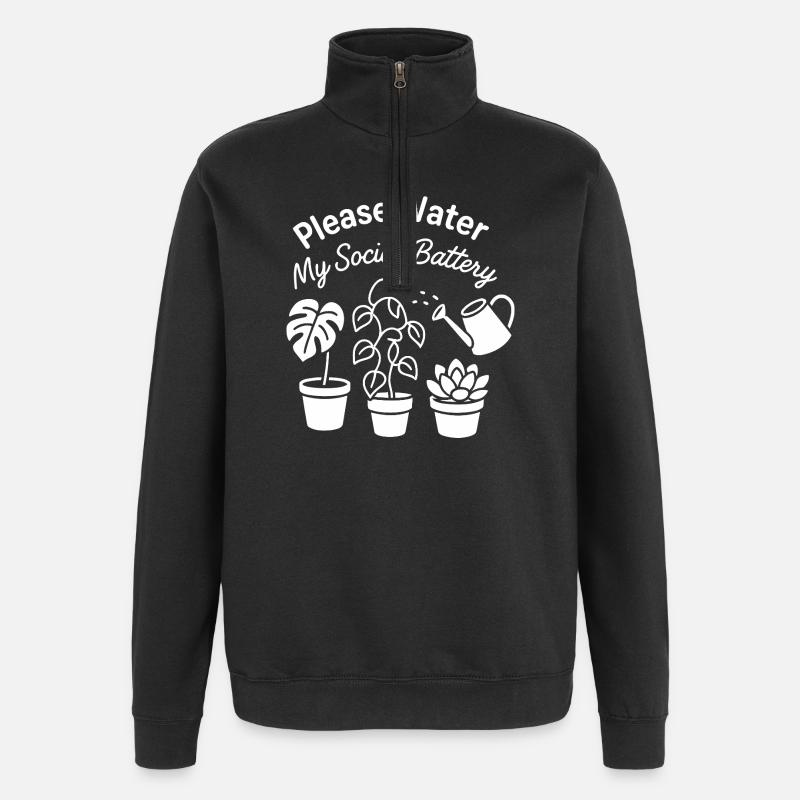 Please Water My Social Battery - Quarter-Zip Sweatshirt - black