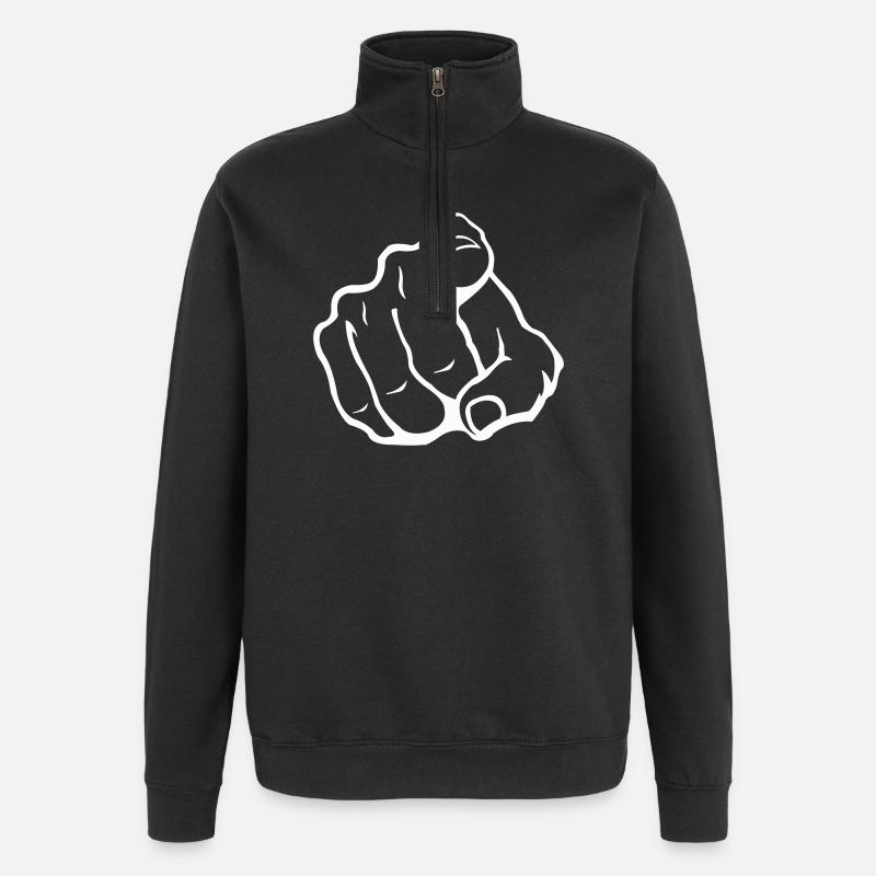 Zeigefinger Silhouette - Quarter-Zip-Sweatshirt - Schwarz