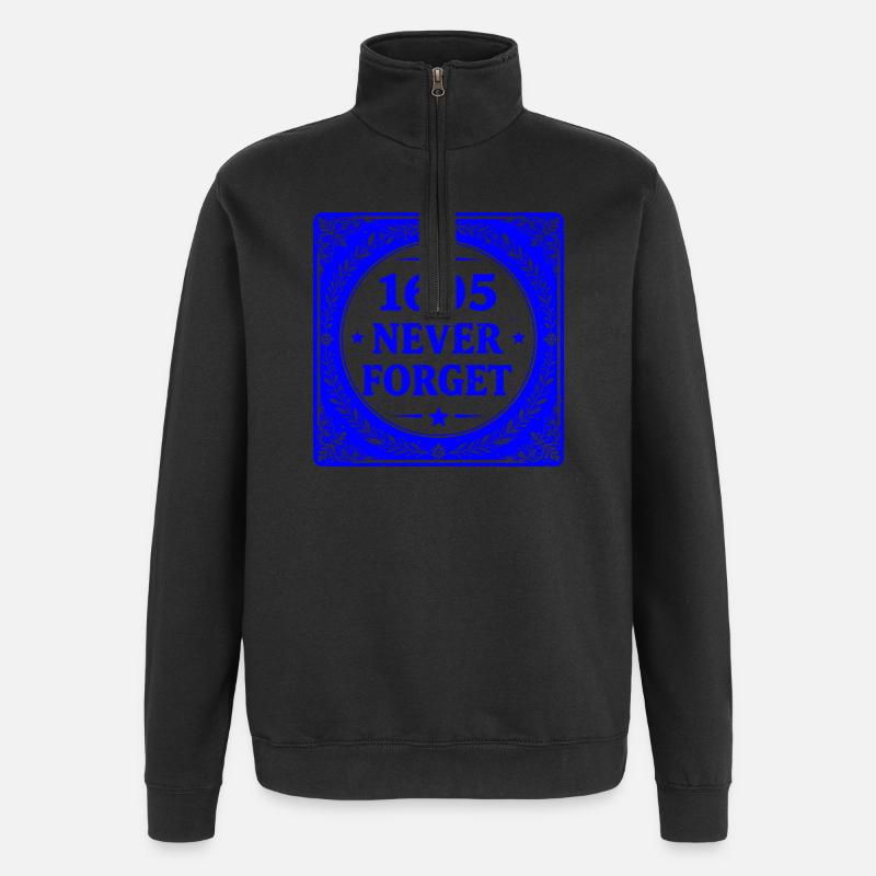 Blauer Schießpulver-Stempel - Quarter-Zip-Sweatshirt - Schwarz