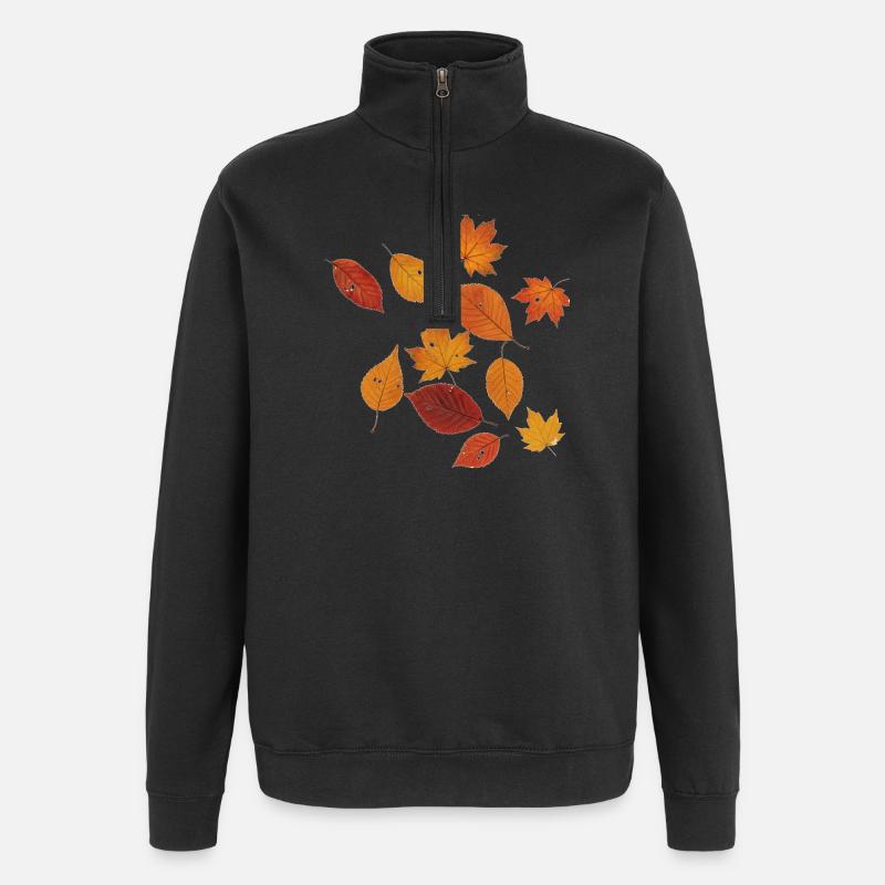 Herbstblätter ohne Rand - Quarter-Zip-Sweatshirt - Schwarz