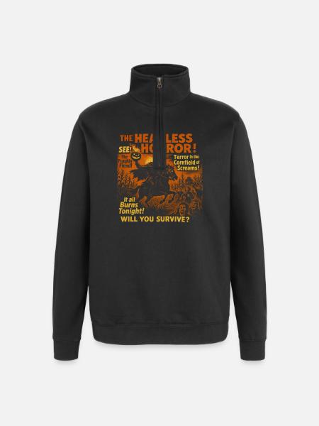 Den hovedløse gyser græskar film plakat halloween - Sweatshirt med 1/4 lynlås - sort