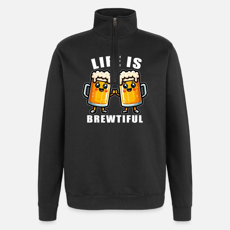 Life is Brewtiful Mugs - Sweat à zip 1/4 - noir