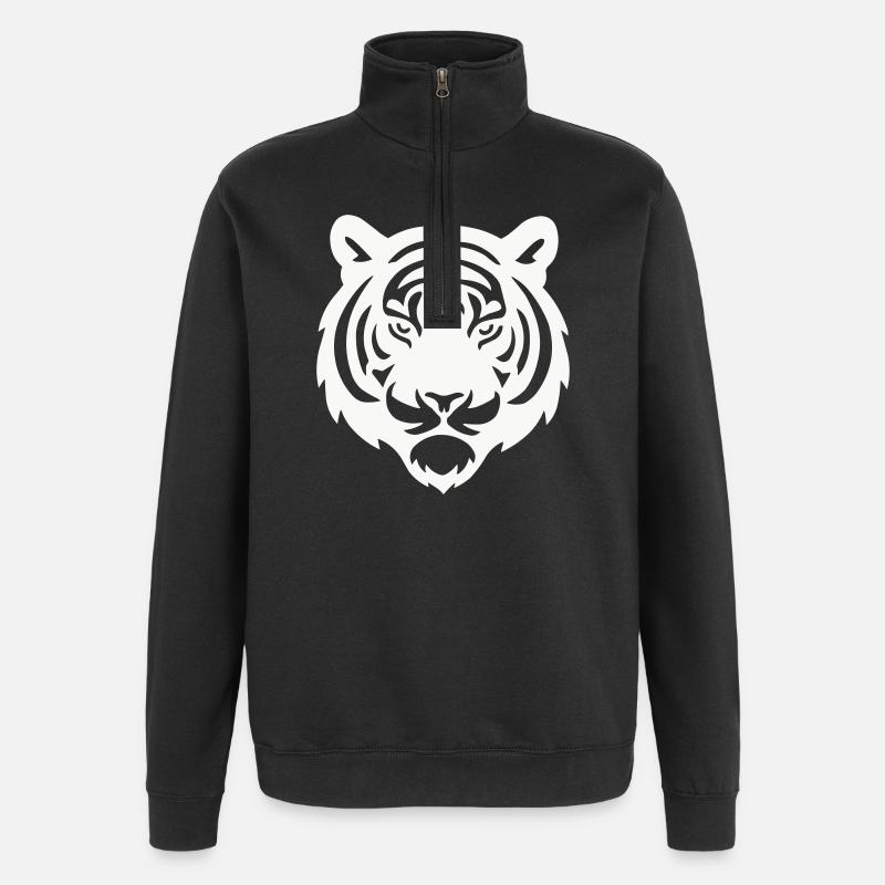 Silhouette Tête De Tigre - Sweat à zip 1/4 - noir