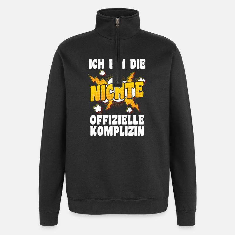 Nièce motif familial - Sweat à zip 1/4 - noir