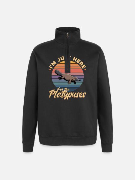 Funny aesthetic Kawaii Platypus - Quarter-Zip Sweatshirt - black